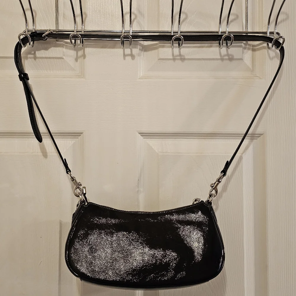 Coach Ashton Black Glazed Leather Crossbody Bag - Picture 8 of 11